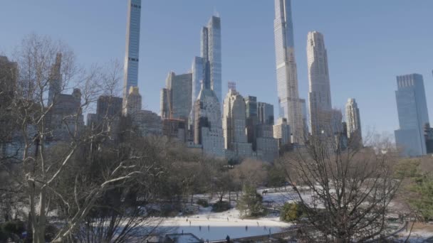 Girato Una Fredda Mattina Inverno Con Grattacieli Midtown Sullo Sfondo — Video Stock