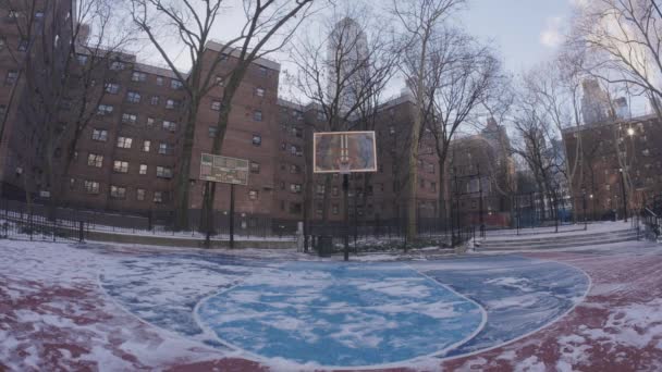 Shot Winter Morning Fisheye Lens New York City — Stock Video