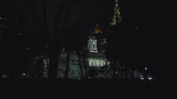 Skjuten Vinternatt Lower Manhattan — Stockvideo