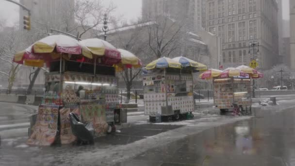 Портативний Знімок Нью Йоркських Продовольчих Автомобілів Бліндажі — стокове відео