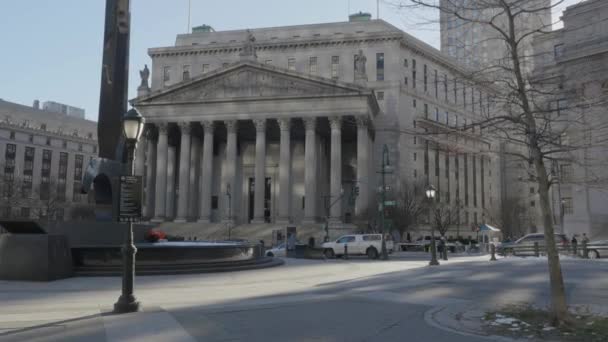 ニューヨーク郡最高裁判所のハンドヘルドショット — ストック動画