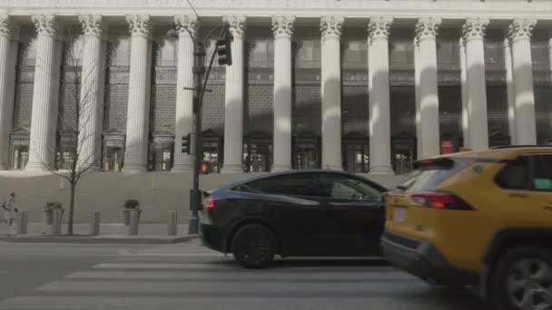 Vue Extérieure Gare Moynihan New York Tourné Matin Hiver — Video