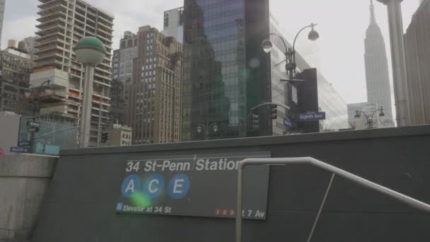 Prise Vue Main Entrée Métro New York Citys Penn Station — Video