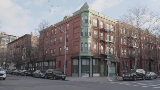 Estabelecimento Fotografia Edifício Residencial Não Marcado Brooklyn Nova Iorque — Vídeo de Stock