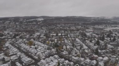 Binghamton, New York 'un bir kış günü hava manzarası