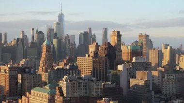 New York City Finans Bölgesi 'nin havadan görüntüsü. Brooklyn 'de bir kış günü çekilmiş..