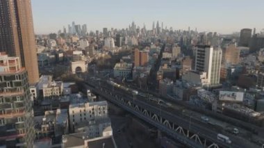 New York 'un havadan görünüşü. Aşağı Manhattan 'da bir kış sabahı vuruldu.