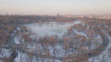 Kışın Brooklyn 'deki Prospect Park' ın havadan görünüşü