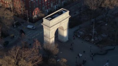 Washington Square Park 'ın havadan görüntüsü. New York 'ta bir kış öğleden sonra çekildi..