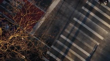 New York 'ta yaya geçidinde tanınmayan bir yayanın hava görüntüsü. Gün doğumunda vuruldu..