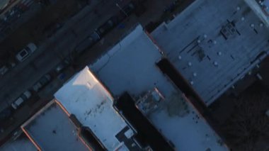 Manhattan 'ın Alfabe Şehri' ndeki yerleşim binalarının havadan görüntüsü. New York 'ta gün doğumunda çekilmiş..