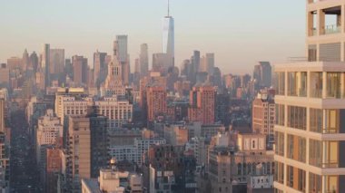 Gün doğumunda Manhattan Finans Bölgesi 'nde. New York 'ta vuruldu..