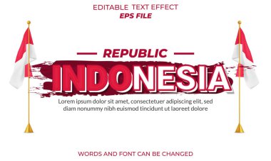 Endonezya Merdeka 3d metin vektör şablonu