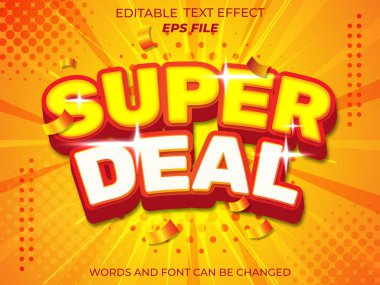 Süper anlaşma metin efekti, yazı tipi düzenlenebilir, tipografi, 3D metin. vektör şablonu