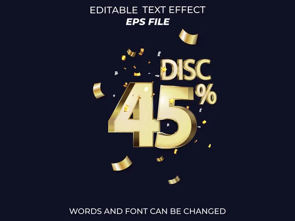 45 indirimli metin efekti, yazı tipi düzenlenebilir, tipografi, 3D metin. vektör şablonu