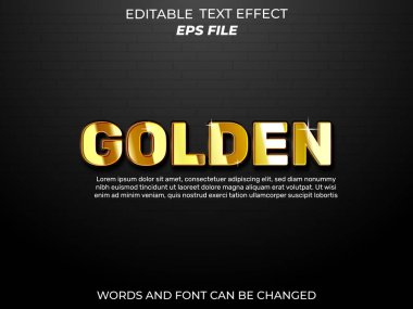 Altın metin efekti, yazı tipi düzenleme, tipografi, 3D metin. vektör şablonu
