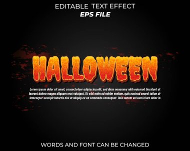 Cadılar Bayramı metin efekti, yazı tipi düzenlenebilir, tipografi, 3D metin. vektör şablonu