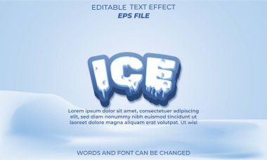 buz metin efekti, yazı tipi düzenlenebilir, tipografi, 3D metin. vektör şablonu