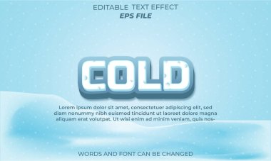 Soğuk metin efekti, yazı tipi düzenleme, tipografi, 3D metin. vektör şablonu