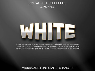 beyaz düzenlenebilir metin efekti 3d yazı tipi logo ve ticari marka kullanımı. vektör şablonu