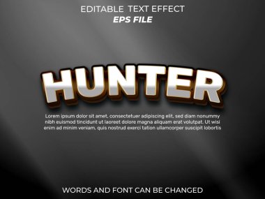 Avcı mesaj efekti. yazı tipi düzenlenebilir, tipografi, 3D metin. vektör şablonu