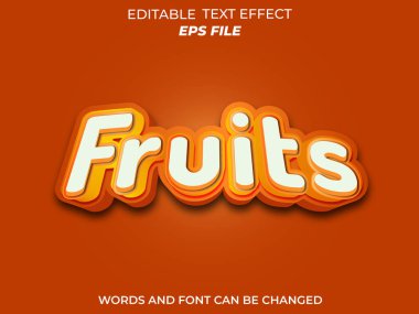 meyve metni efekti, düzenlenebilir, logo ve ticari marka için 3D metin. vektör şablonu