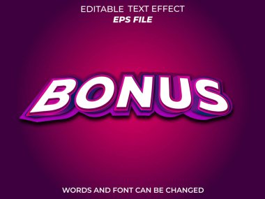 bonus metin efekti, yazı tipi düzenleme, tipografi, 3D metin. vektör şablonu