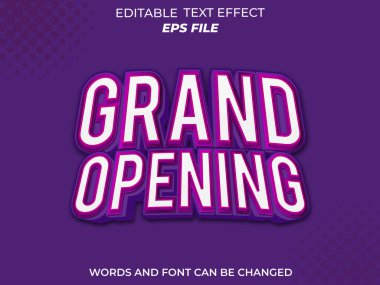 Büyük açılış metni efekti, yazı tipi düzenlenebilir, tipografi, 3D metin. vektör şablonu