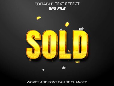 Satılmış metin efekti, yazı tipi düzenlenebilir, tipografi, 3D metin. vektör şablonu