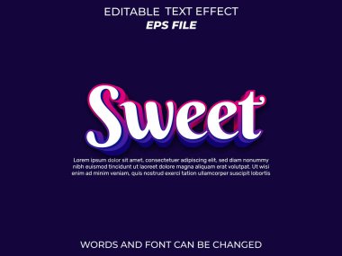 tatlı metin efekti, yazı tipi düzenlenebilir, tipografi, 3D metin. vektör şablonu