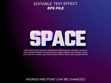 uzay yörüngesi metin efekti, yazı tipi düzenlenebilir, tipografi, 3D metin. vektör şablonu