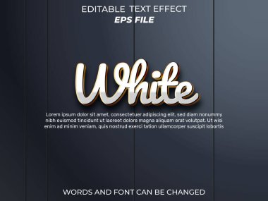 beyaz metin efekti, yazı tipi düzenlenebilir, tipografi, 3D metin. vektör şablonu
