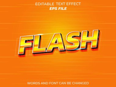 flash metin efekti, yazı tipi düzenlenebilir, tipografi, 3D metin. vektör şablonu