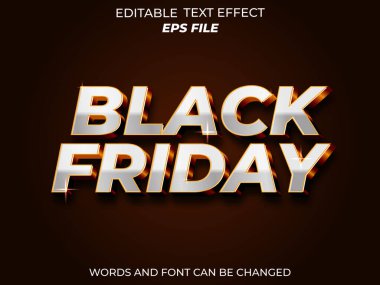 Kara Cuma metin efekti, yazı tipi düzenlenebilir, tipografi, 3D metin. vektör şablonu