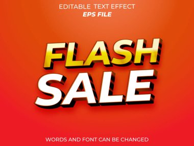 flash satış efekti, yazı tipi düzenlenebilir, tipografi, 3D metin. vektör şablonu