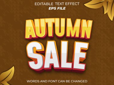 Sonbahar satışı metin efekti, yazı tipi düzenlenebilir, tipografi, 3D metin. vektör şablonu