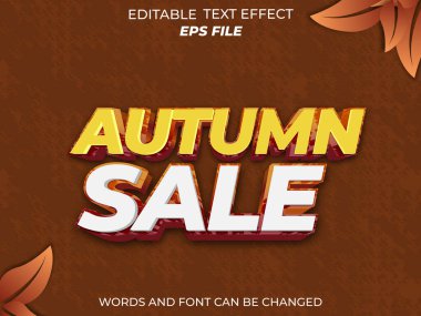 Sonbahar satışı metin efekti, yazı tipi düzenlenebilir, tipografi, 3D metin. vektör şablonu