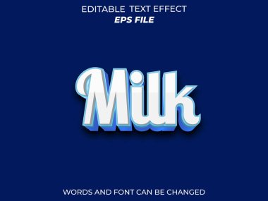 Süt metni efekti, yazı tipi düzenleme, tipografi, 3D metin. vektör şablonu