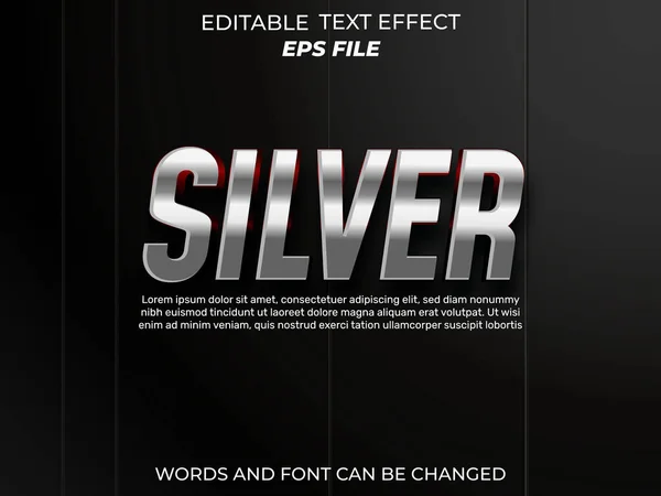 gümüş metin efekti, yazı tipi düzenlenebilir, tipografi, 3D metin. vektör şablonu