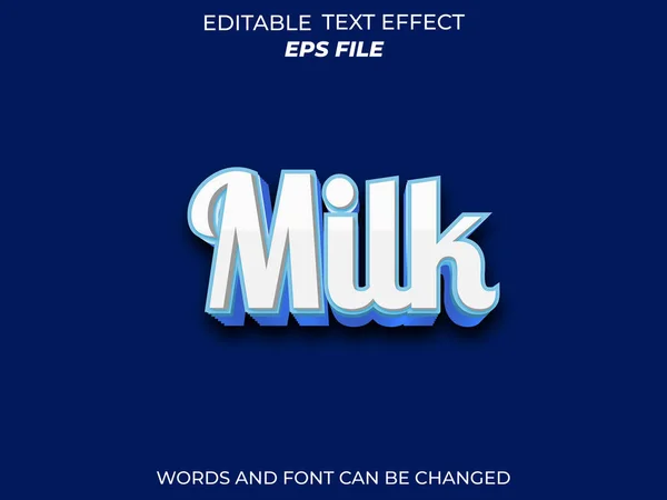 Süt metni efekti, yazı tipi düzenleme, tipografi, 3D metin. vektör şablonu