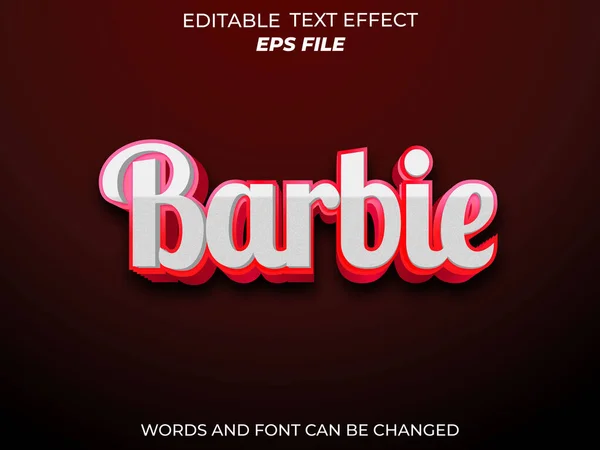 Barbie metin efekti, yazı tipi düzenleme, tipografi, 3D metin. vektör şablonu