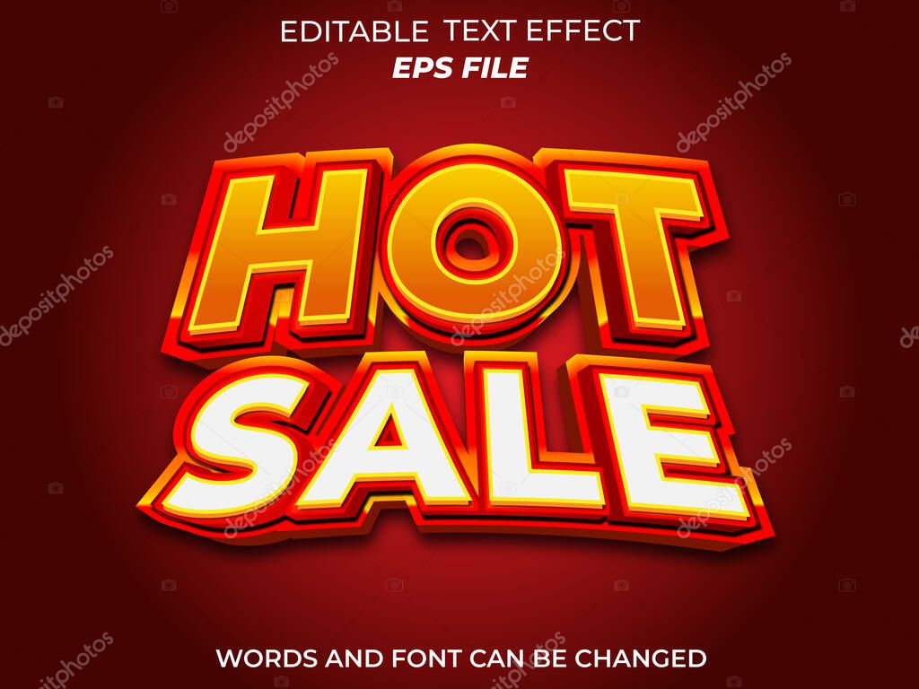 Hot sale text effect, font editable, typography, 3d text. vector template