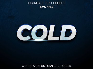 Soğuk metin efekti, yazı tipi düzenleme, tipografi, 3D metin. vektör şablonu