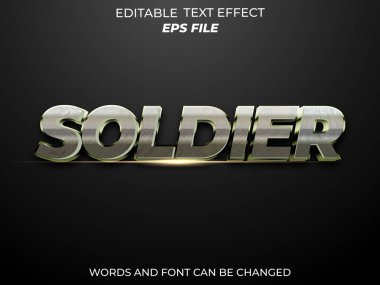 Asker metni efekti, yazı tipi düzenlenebilir, tipografi, 3D metin. vektör şablonu