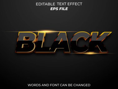 siyah metin efekti, yazı tipi düzenlenebilir, tipografi, 3D metin. vektör şablonu