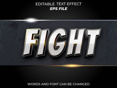 kavga metni efekti, yazı tipi düzenlenebilir, tipografi, 3D metin. vektör şablonu