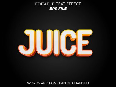 Meyve suyu etkisi, yazı tipi düzenleme, tipografi, 3D metin. vektör şablonu