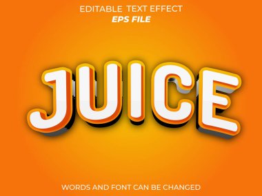 Meyve suyu etkisi, yazı tipi düzenleme, tipografi, 3D metin. vektör şablonu