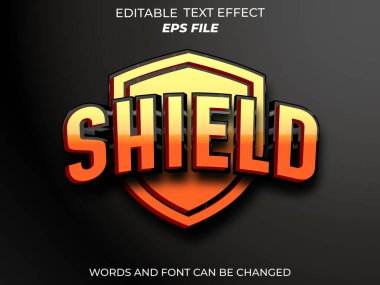 Kalkan metin efekti, yazı tipi düzenlenebilir, tipografi, 3D metin. vektör şablonu