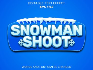 Kardan adam metin efekti, yazı tipi düzenleyici, tipografi, oyunlar için 3D metin. vektör şablonu